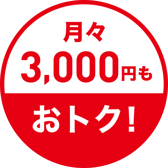 月々3,000円もおトク!