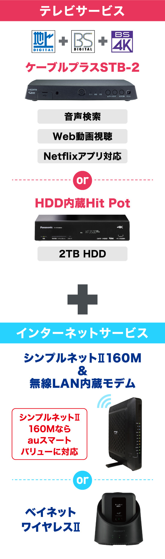 テレビサービス + インターネットサービス