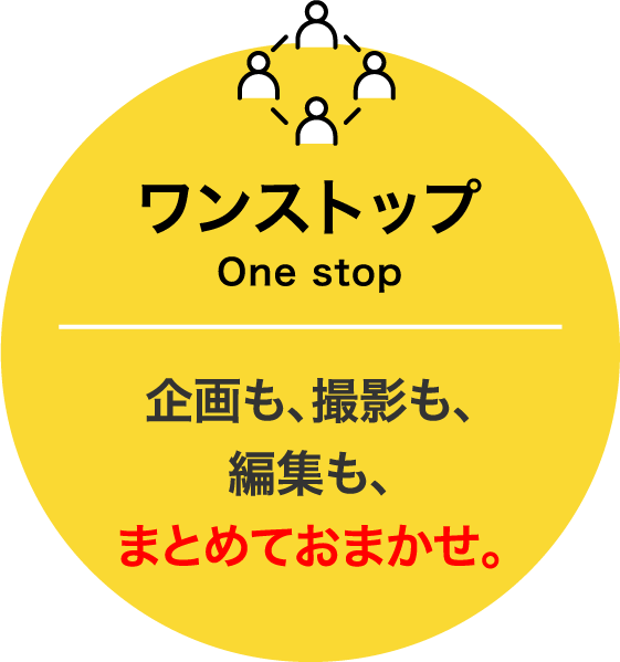 ワンストップ:企画も、撮影も、編集も、まとめておまかせ。