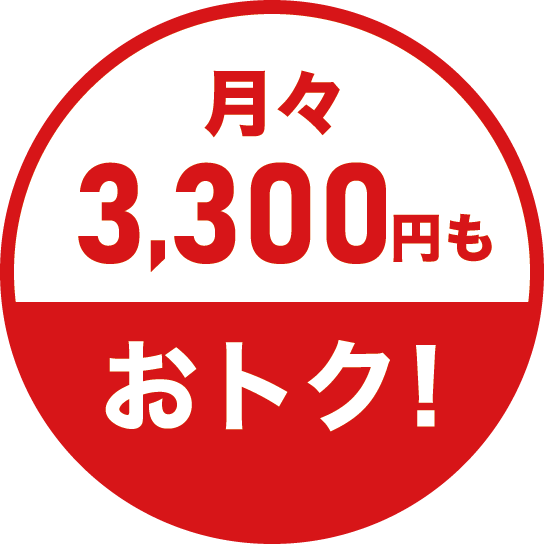 月々3,000円もおトク!