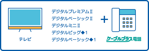 テレビ+ケーブルプラス電話